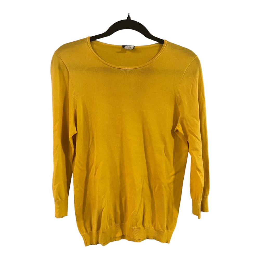 J. Crew Mustard Yellow Long Sleeve Preppy Top Cotton Size Medium